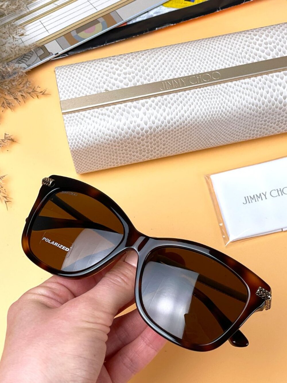 JIMMY CHOO SHADE/S 0C9BSP BROWN CAT EYE SUNGLASSES